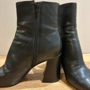 Mango Black Leather Heeled Boots